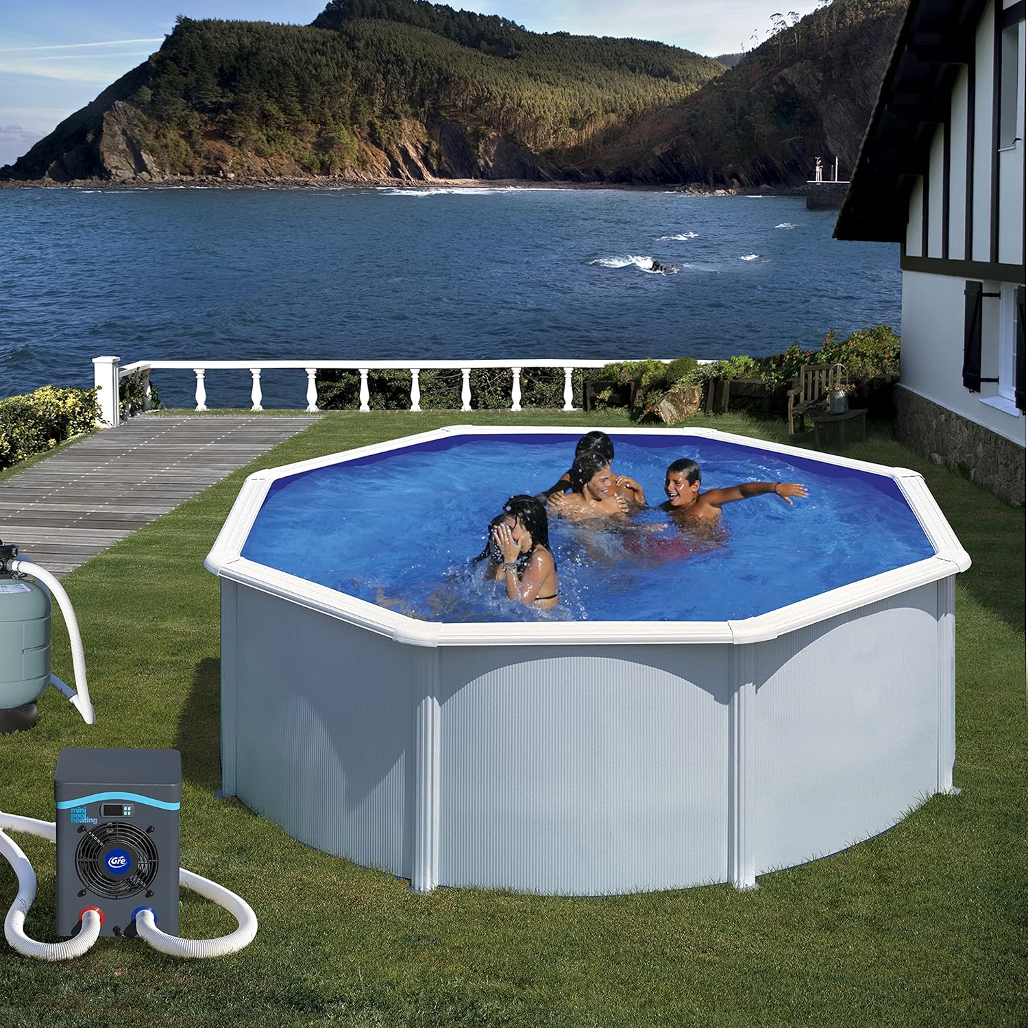 HPM40 HPM40-Mini Pompe à Chaleur pour Piscine Hors Sol jusqu'à 40 m3,Noir -