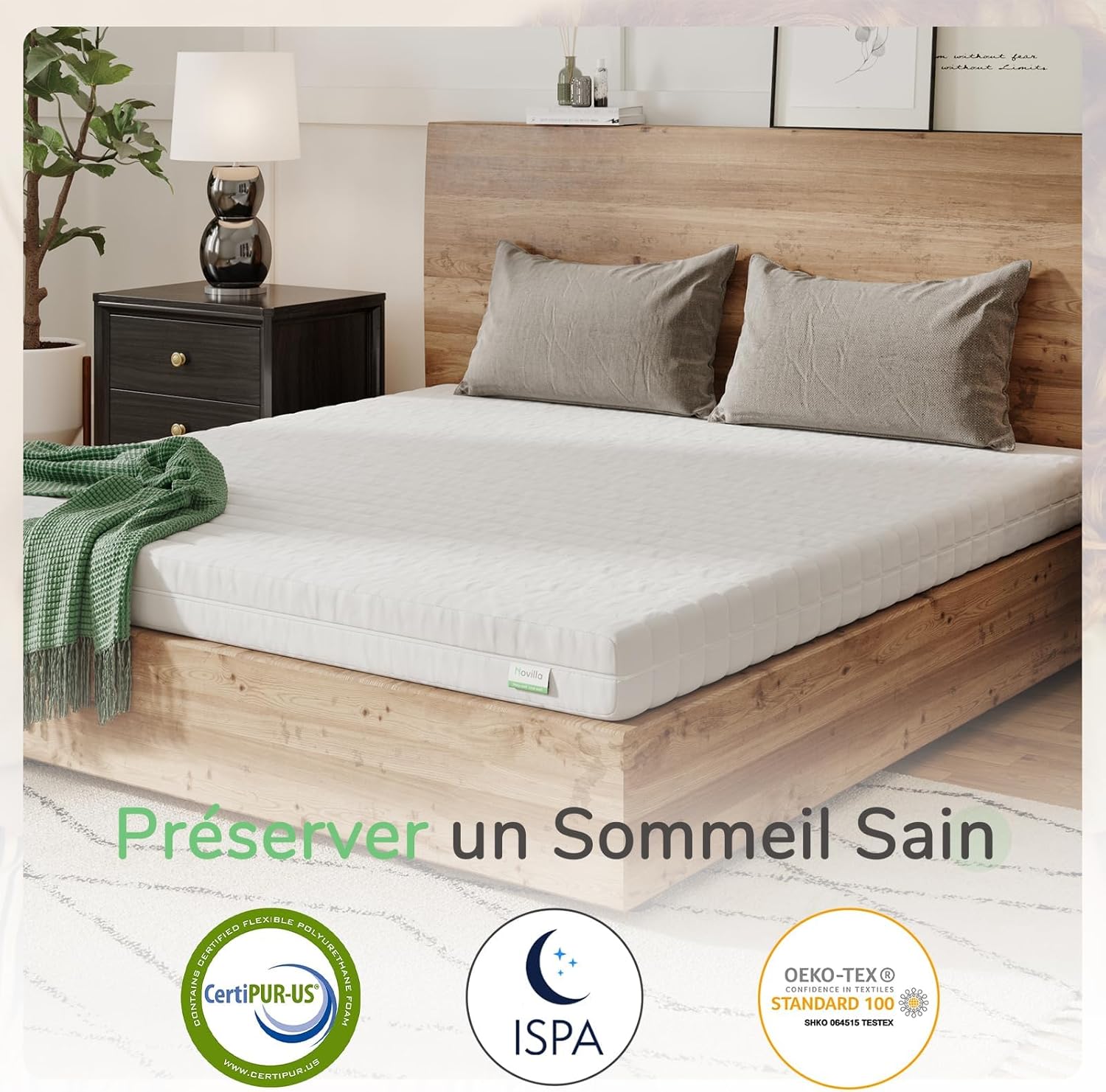 Novilla Matelas en Mousse 140x190, Matelas Amovible à 7 Zones de Confort, Réversible Été/Hiver, Respirable, Hauteur 18 cm