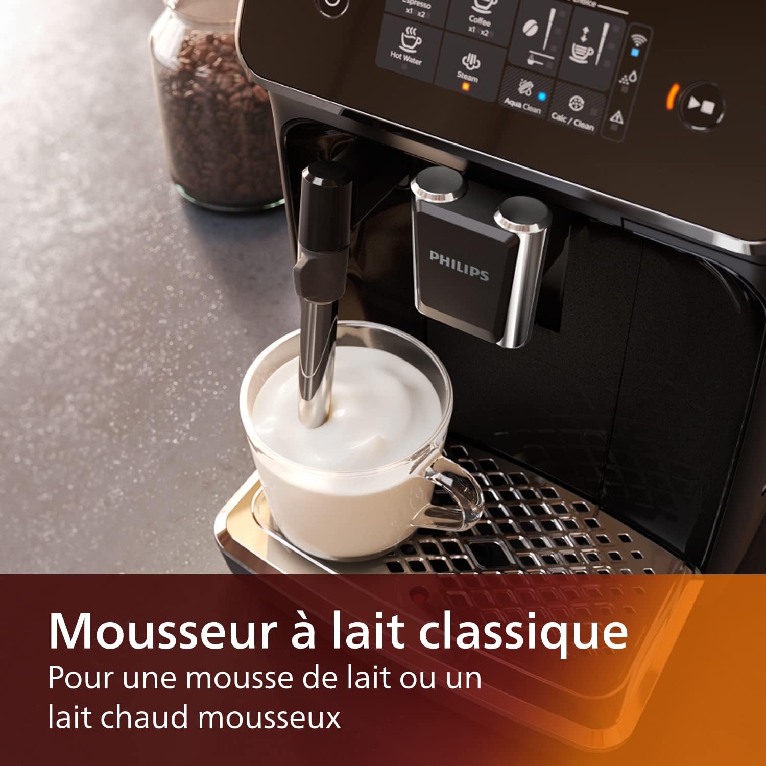 Philips Series 2200 Espresso Machine - Coffee Bean - LatteGo Milk Frother, 3 Coffee Specialties, Intuitive Touch Screen, Glossy Black (EP2231/40)