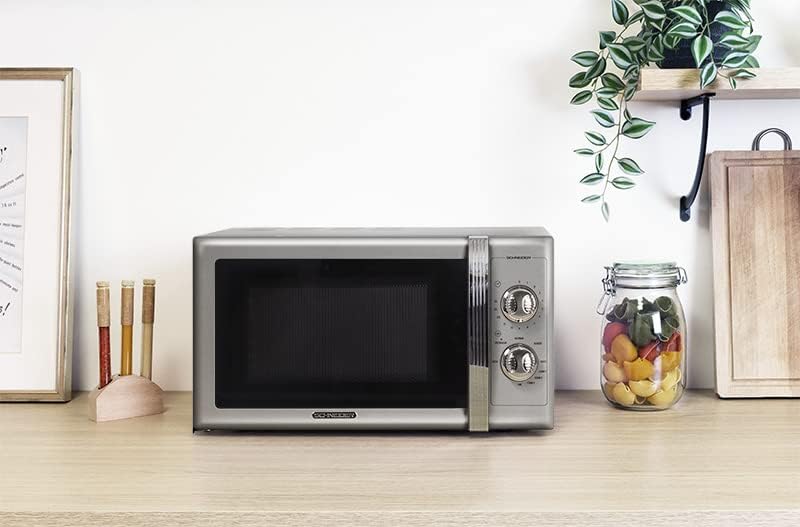 SCHNEIDER - SMW25VMS - Microwave - Grill - 25 liters - 900 watts - Vintage - Timer - Silver