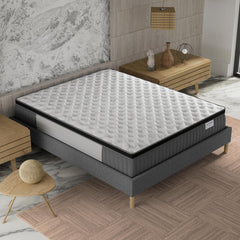 sensoreve November- Matelas Elekctra 140x190cm- Épaisseur 30cm- Hybride: Ressorts ensachés+Mousse Mémoire de Forme - Soutien Tonique & indépendance de Couchage-Label SANITIZED(Anti bactérien/acarien)