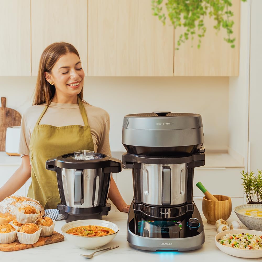 Cecotec Robot de Cuisine Mambo Black. 23 Fonctions, 10 Niveaux de Température, 1700W, 2,5 kg de Pâte, Cruche de 3,3L, 10 Vitesses, Minuterie, Température Réglable de 37 °C à 120 °C