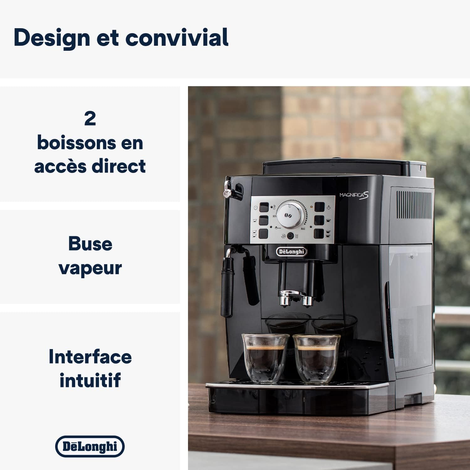 De'Longhi Magnifica S ECAM11.112.B, Automatic Coffee Machine / Espresso Bean to Cup with Milk Nozzle, with 4 One-Touch Recipes, Soft-Touch Control Panel, 1450 W, Black