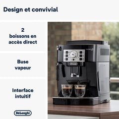 De'Longhi Magnifica S ECAM11.112.B, Automatic Coffee Machine / Espresso Bean to Cup with Milk Nozzle, with 4 One-Touch Recipes, Soft-Touch Control Panel, 1450 W, Black