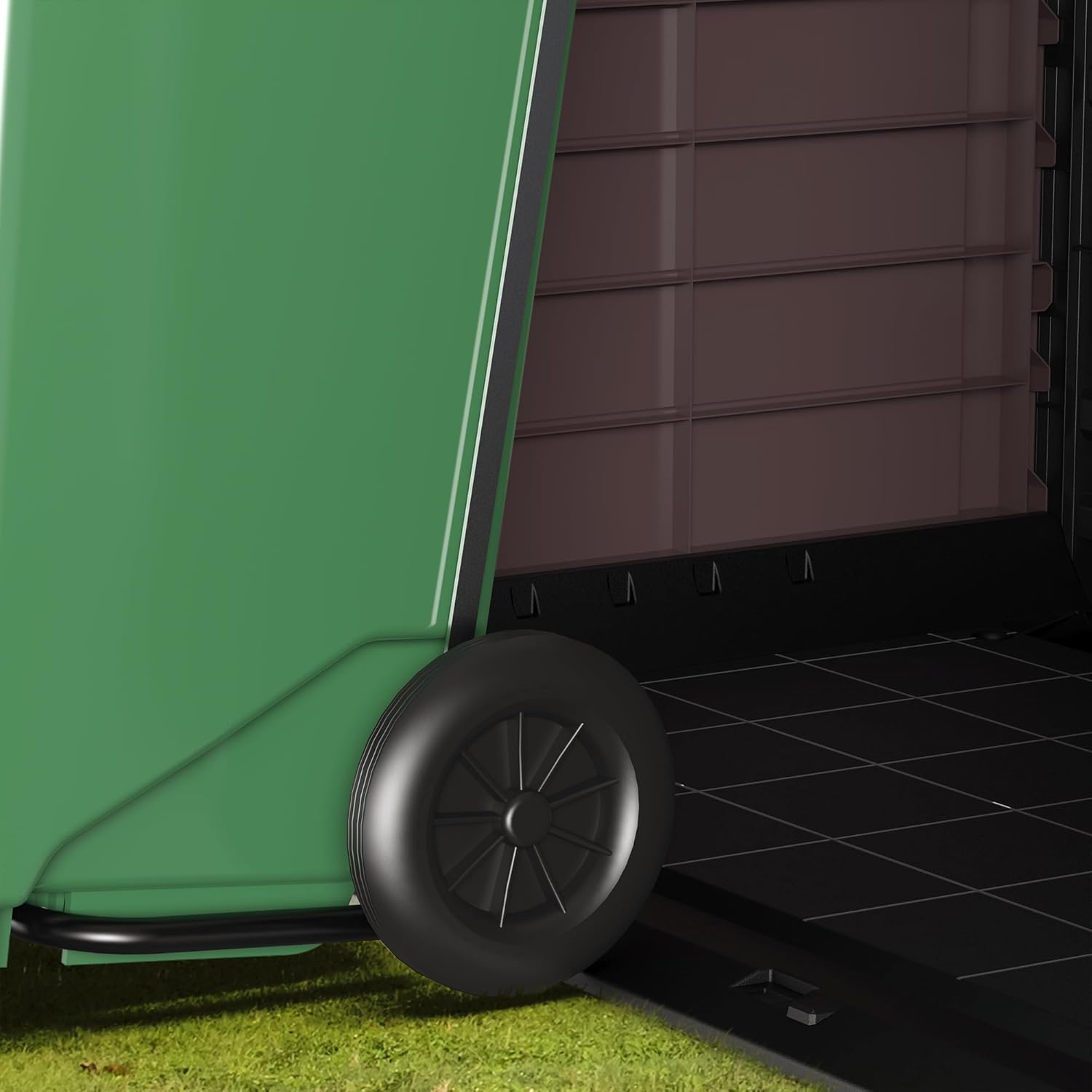 Duramax StoreAway 1200L Plastic Garden Shed/ Flat Lid, Outdoor Storage Shed, Wheelie Bin Hideaways, Wheelie bin box, Durable Construction, Ideal for Bikes, BBQs & 2x 240L Bins, 145x85x125 cm, Brown