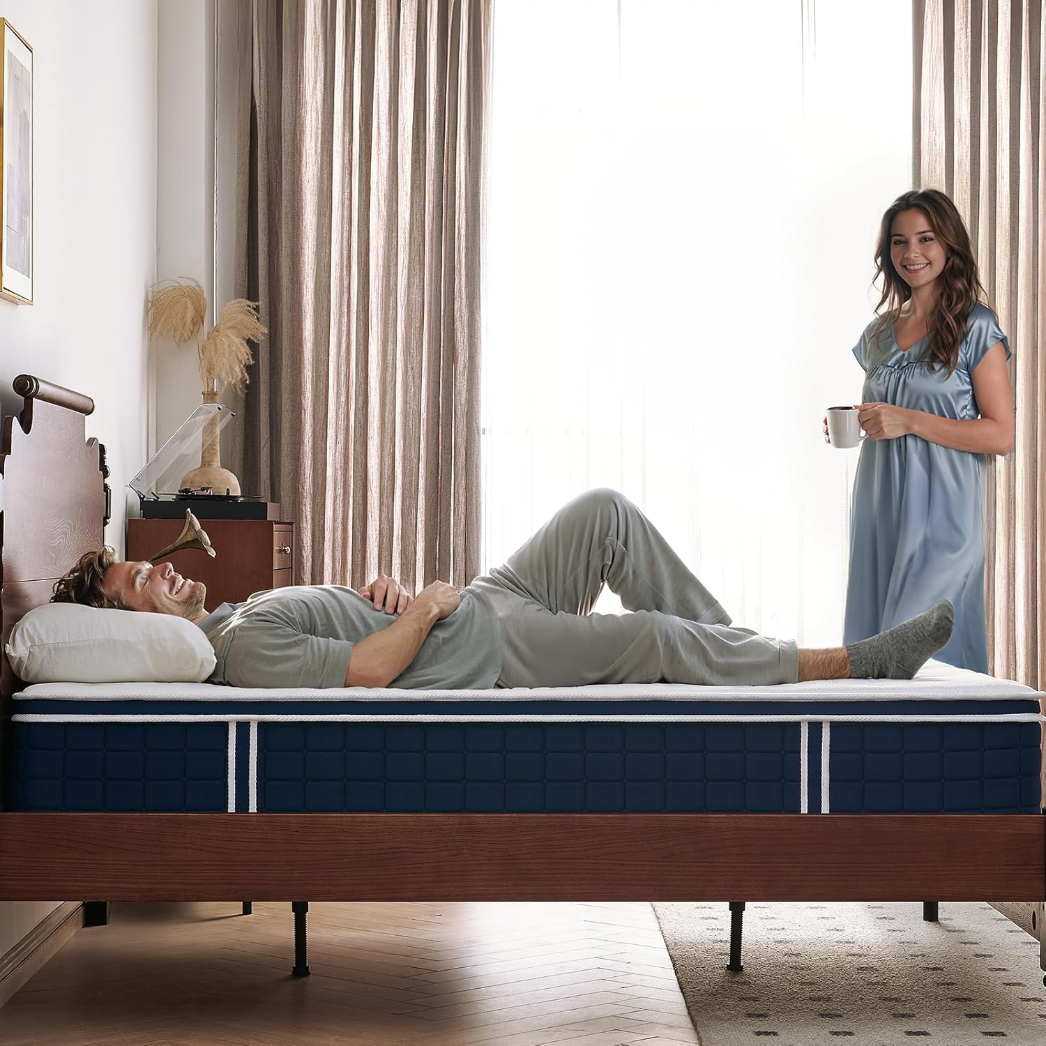 Inofia Ace Hybrid Firm Mattress 140 x 200 cm H4 Firm Mattress with Breathable Memory Foam and Independent Bagged Springs, 7 Ergonomic Zones, Extra Comfort for Adults and Children