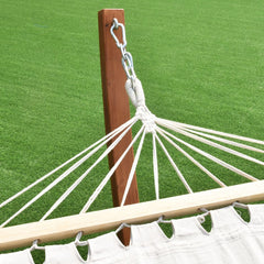 Hamac 1 Place 200x100cm avec Support en Bois de Mélèze Russe Capacité 120kg en Polyester Métal 313x115x120cm Naturel -