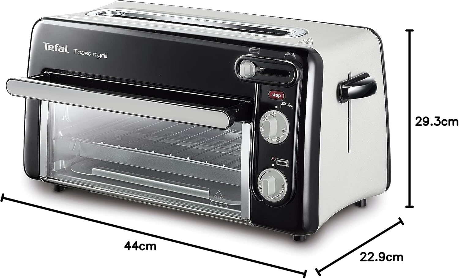 Tefal 2-in-1 Toaster & Mini Oven, Stainless Steel, Long Toaster Slot with Lid, 6 Levels of Browning, Grill Temperature up to 210°C, Toast N Grill TL600810
