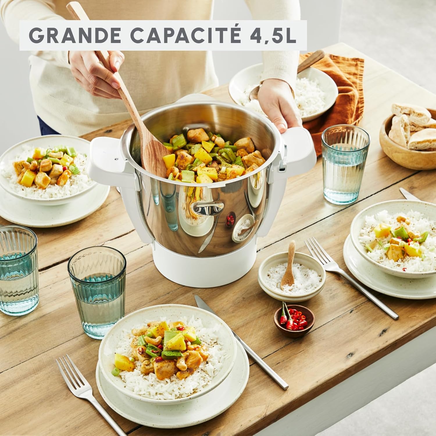 MOULINEX COMPANION XL Multifunctional Robot Cooker Bowl 4.5L 12 Programs Auto Soups Gazpacho Kitchen Robot Mixer Chopper Kneader 1550W HF80CB10
