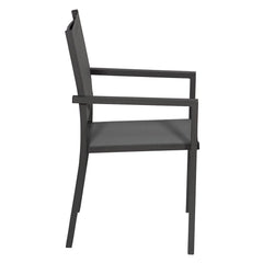 Lot de 8 chaises en aluminium anthracite - textilène gris Happy Garden
