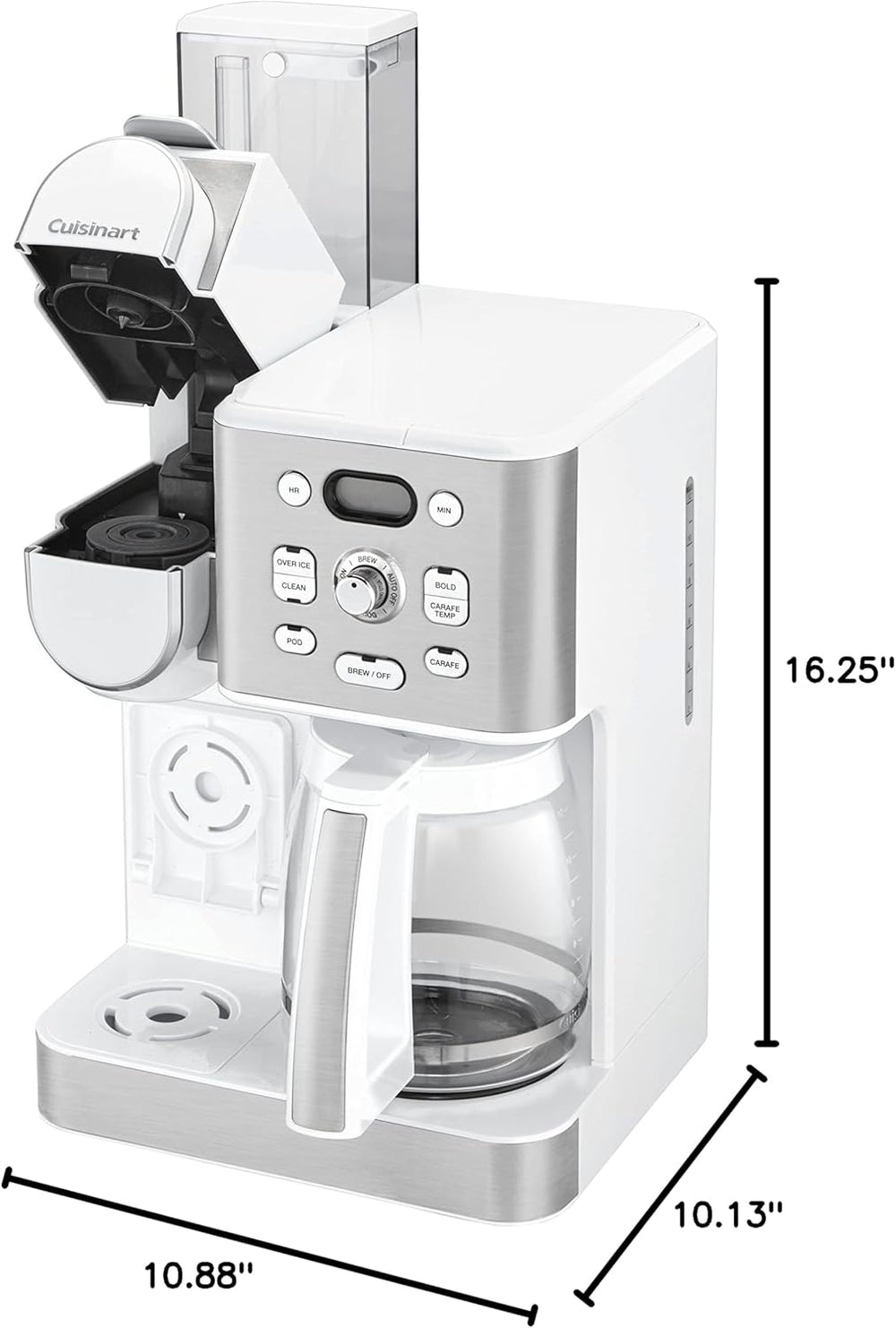 Cuisinart Cafetière, carafe en verre de 12 tasses, cafetière automatique chaude et glacée, machine à café à serveur unique, acier inoxydable noir, SS-16BKS