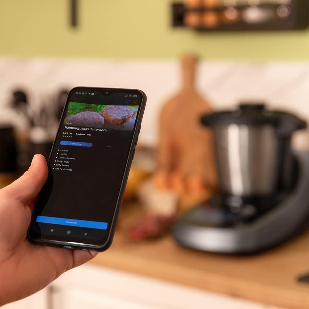 Cecotec Robot de Cuisine Mambo Black. 23 Fonctions, 10 Niveaux de Température, 1700W, 2,5 kg de Pâte, Cruche de 3,3L, 10 Vitesses, Minuterie, Température Réglable de 37 °C à 120 °C