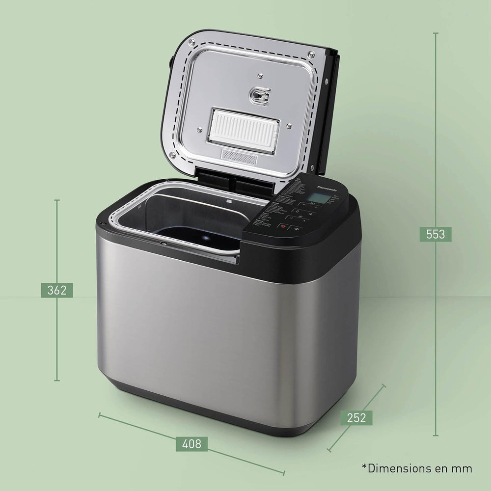 Panasonic SD-YR2550SXE Automatic Bread Maker, Raisin, Nut and Yeast Dispensers, 31 Auto Programs, Dual Temperature Sensor, 13 Hour Digital Timer, LCD Display, Silver