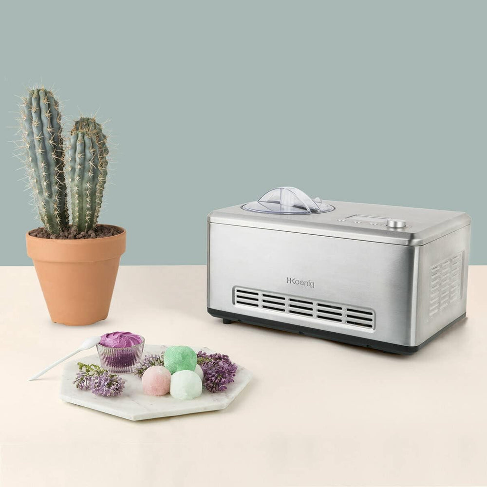 H.Koenig Sorbetière Turbine à Glace Professionnelle HF180, Machine à Glace Electrique 1L, 135 W, Réfrigérante & Maintien du Froid - Sorbet et Crème Glacée