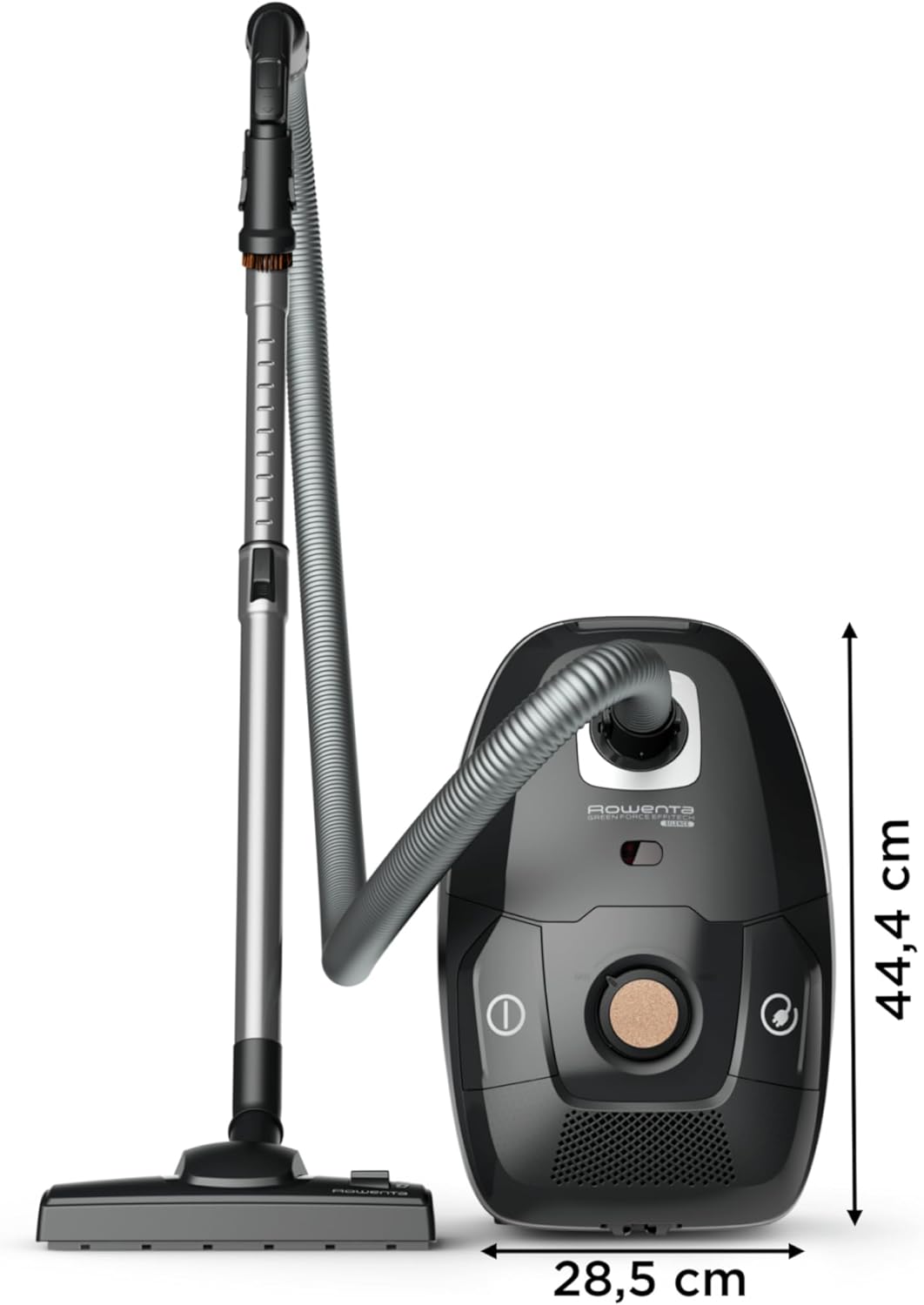 Rowenta Green Force Max Silence Vacuum Cleaner with Bag, 900 W Max, High Filtration, Quiet, Eco-Responsible, Made in France, Black/Aluminium RO6136EA