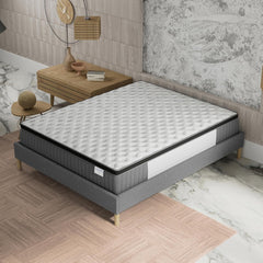 sensoreve November- Matelas Elekctra 140x190cm- Épaisseur 30cm- Hybride: Ressorts ensachés+Mousse Mémoire de Forme - Soutien Tonique & indépendance de Couchage-Label SANITIZED(Anti bactérien/acarien)