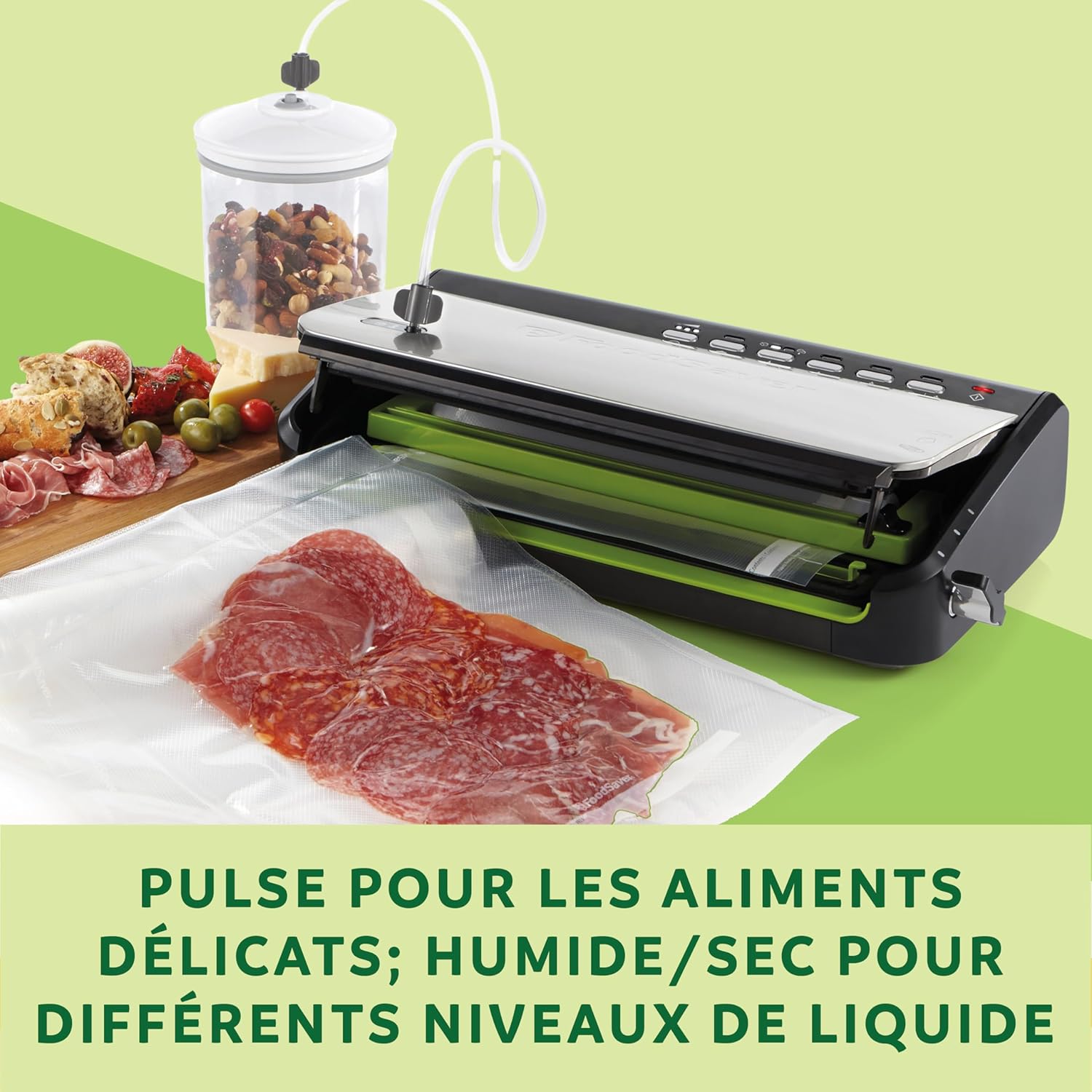 FoodSaver FFS005X Vacuum Sealer with Storage Compartment for Roll and Cutter, Pulse Function for Fragile Food, Includes Matching Accessories and Vacuum Bags