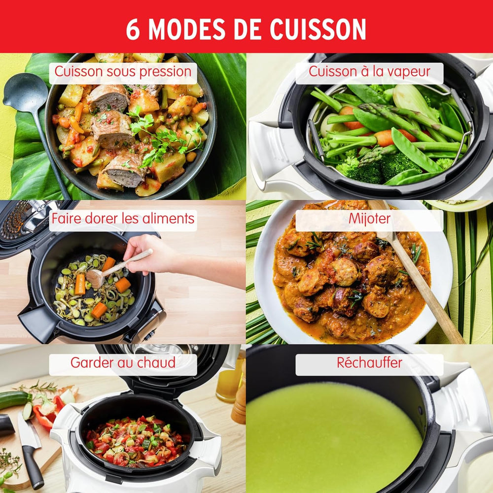 Moulinex Cookeo Mini Smart High Pressure Multicooker, 3L, 2 People, 150 Built-in Recipes, Unattended Cooking, Step-by-Step Guide, Compact, Moulinex App CE880410