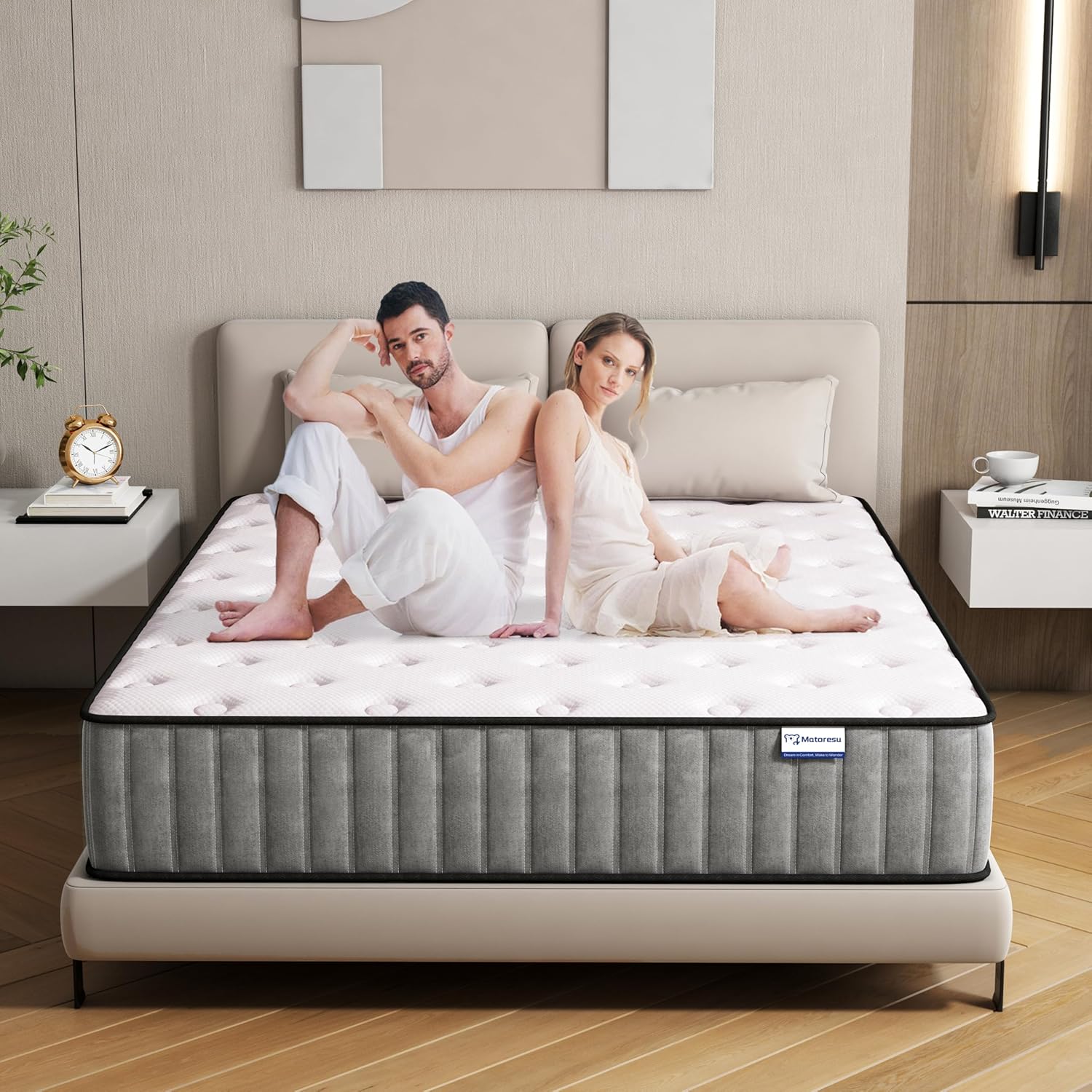 Matoresu Double Mattress 160 x 190 cm Memory Foam Height 25 cm Medium Rigid H3 Ergonomic 7 Zone Cold Foam Comfortable Breathable Fabric Cover