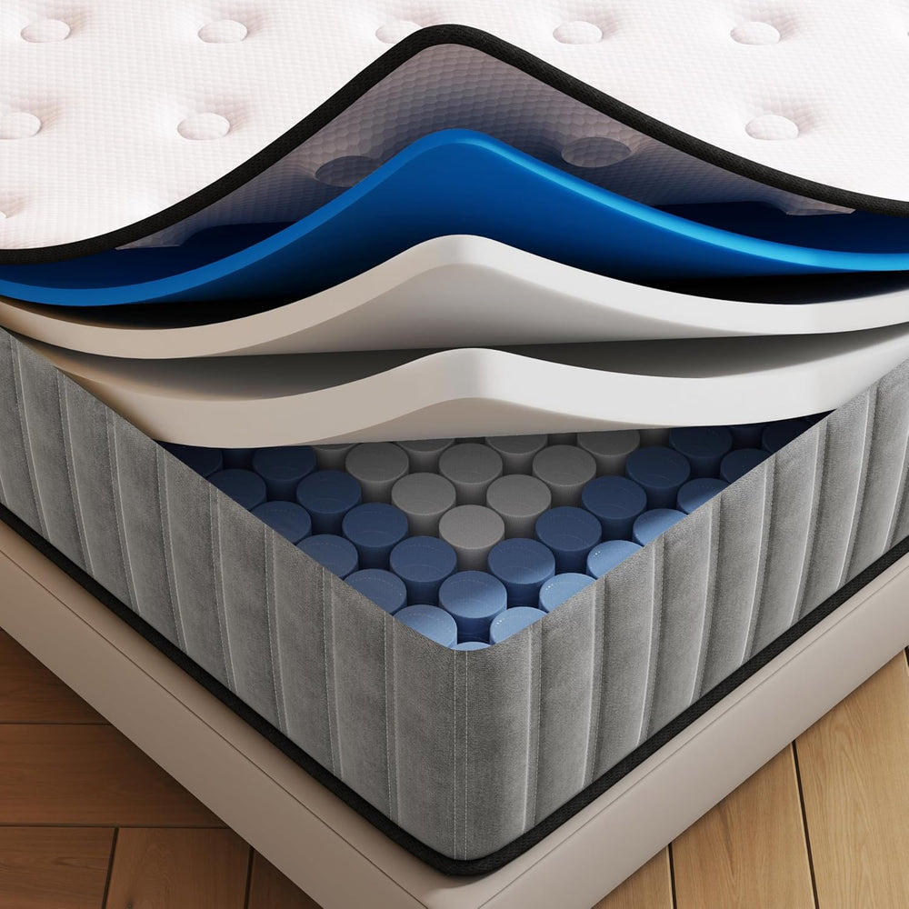 Matoresu Double Mattress 160 x 190 cm Memory Foam Height 25 cm Medium Rigid H3 Ergonomic 7 Zone Cold Foam Comfortable Breathable Fabric Cover