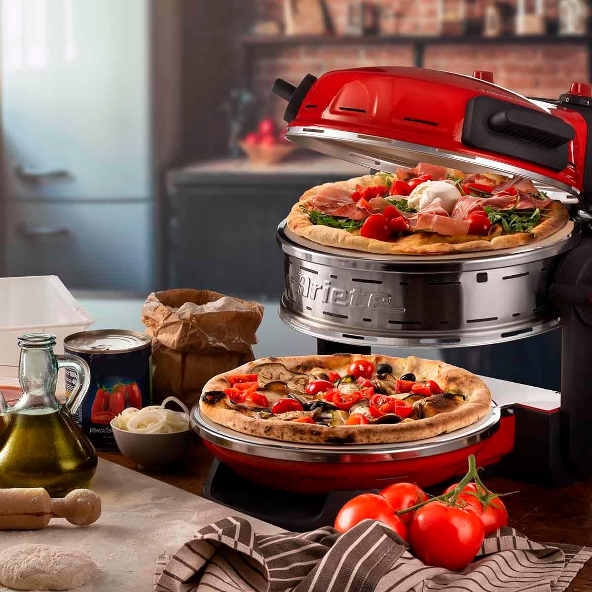 Ariete Pizza Oven 918, Pizza 4 Minutes, 5 Cooking Levels, Refractory Plate for Heating, Wooden Blades Included, Maximum Temperature 400°C, 1200W, White
