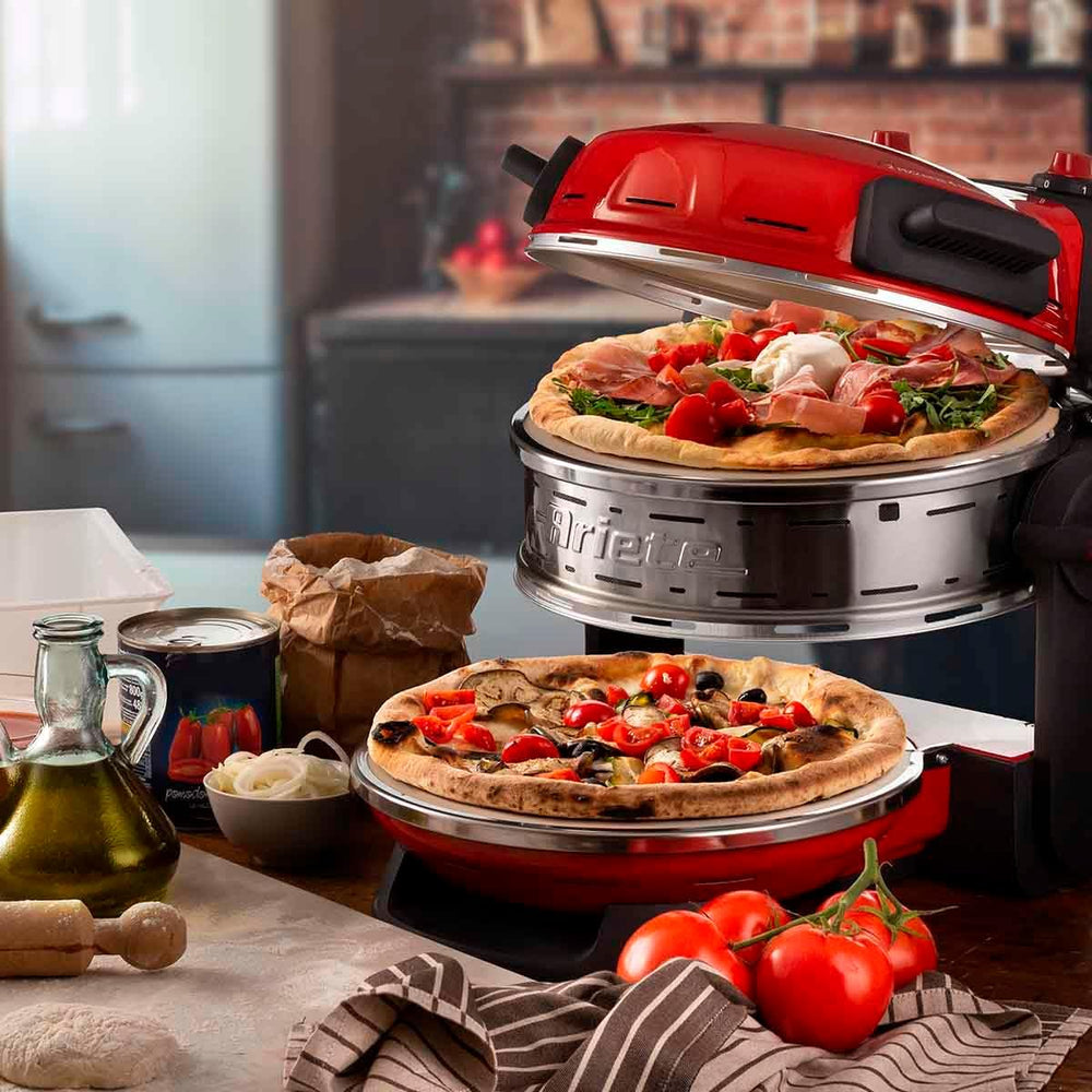 Ariete Pizza Oven 918, Pizza 4 Minutes, 5 Cooking Levels, Refractory Plate for Heating, Wooden Blades Included, Maximum Temperature 400°C, 1200W, White