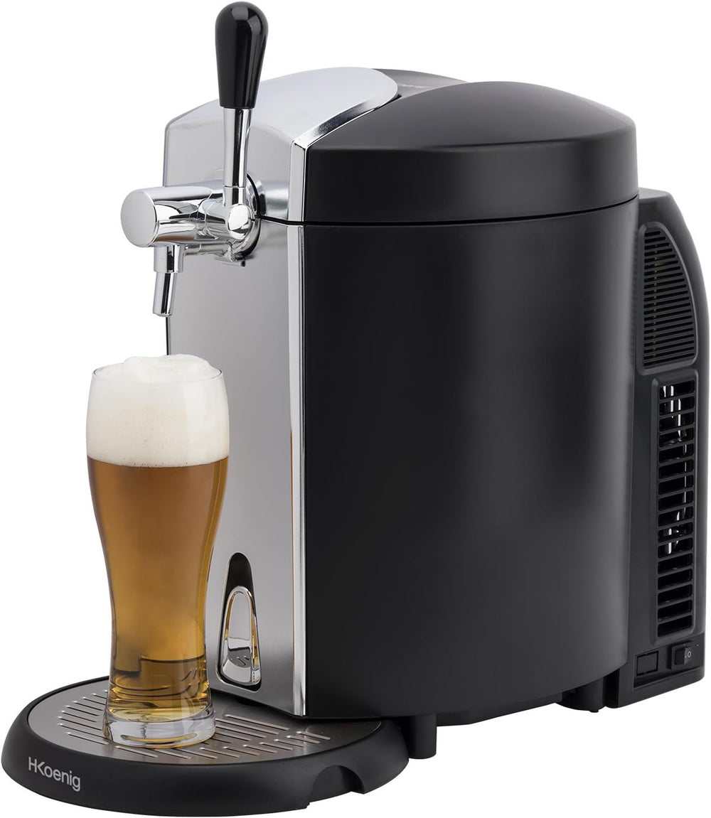 H.Koenig Tireuse à Bière compatible tous Fûts Universels Pressurisés de 5L Inox BW1778, Machine, Pompe, Pression domestique, Professionnelle, Universelle, Refroidissement intégré 4°C