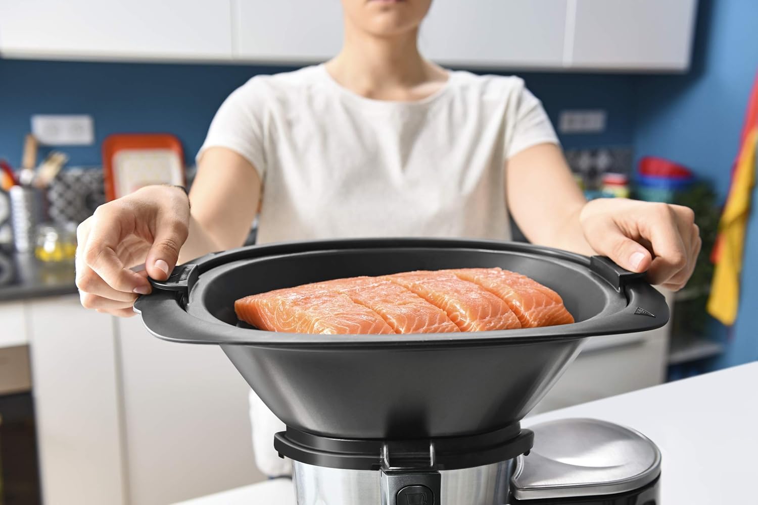 Moulinex Clickchef Compact Multi-Function Cooker, 3.6 L, 1400 W, 5 Programs, 32 Functions, Built-in Kitchen Scale, Steamer, Mixer HF456810 [Control Screen]