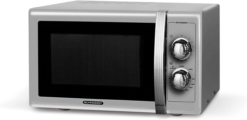 SCHNEIDER - SMW25VMS - Microwave - Grill - 25 liters - 900 watts - Vintage - Timer - Silver