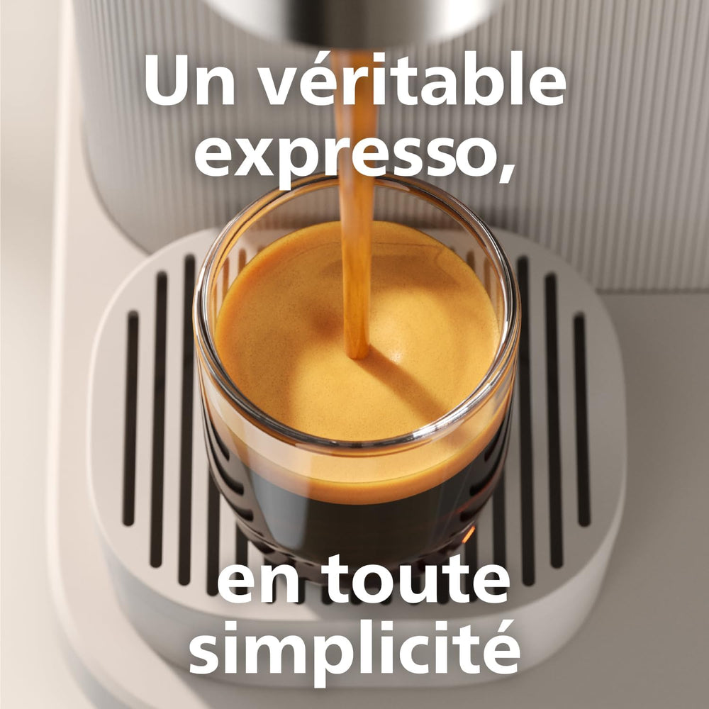 Philips Baristina Machine à expresso - Un véritable expresso, en toute simplicité - Compacte - 16 bars de pression - Broyeur intégré - Machine blanche avec porte-filtre blanc (BAR300/00)