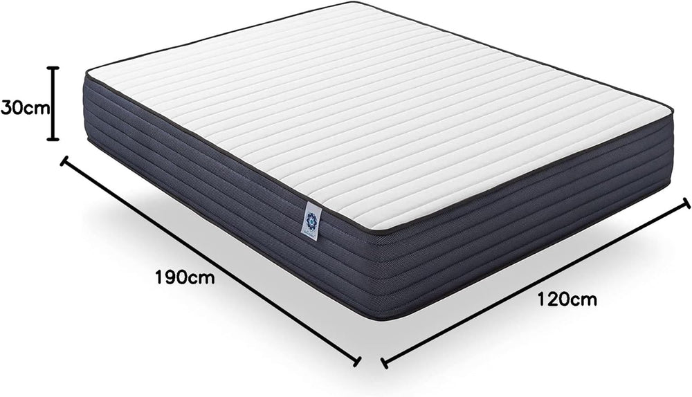 NATURALEX - Matelas PerfectSleep 180x200 - Épais 30 cm - Soutien Mousse à mémoire de Forme - Accueil Blue Latex - Confort Ferme - Respirant - 7 Zones - Réversible - Haute Densité - Fabriqué en Europe