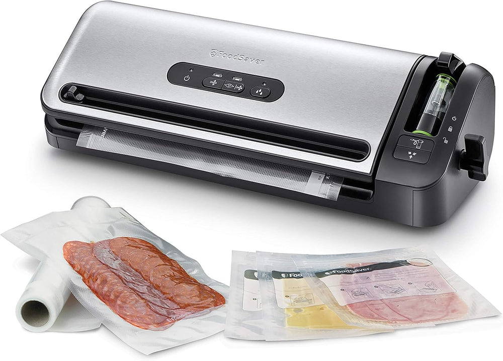 FoodSaver Machine Sous Vide avec compartiment de rangement pour rouleau et cutter, fonction marinade, inclus sacs de mise sous vide assortis et adaptateur intégré [FFS017X ]