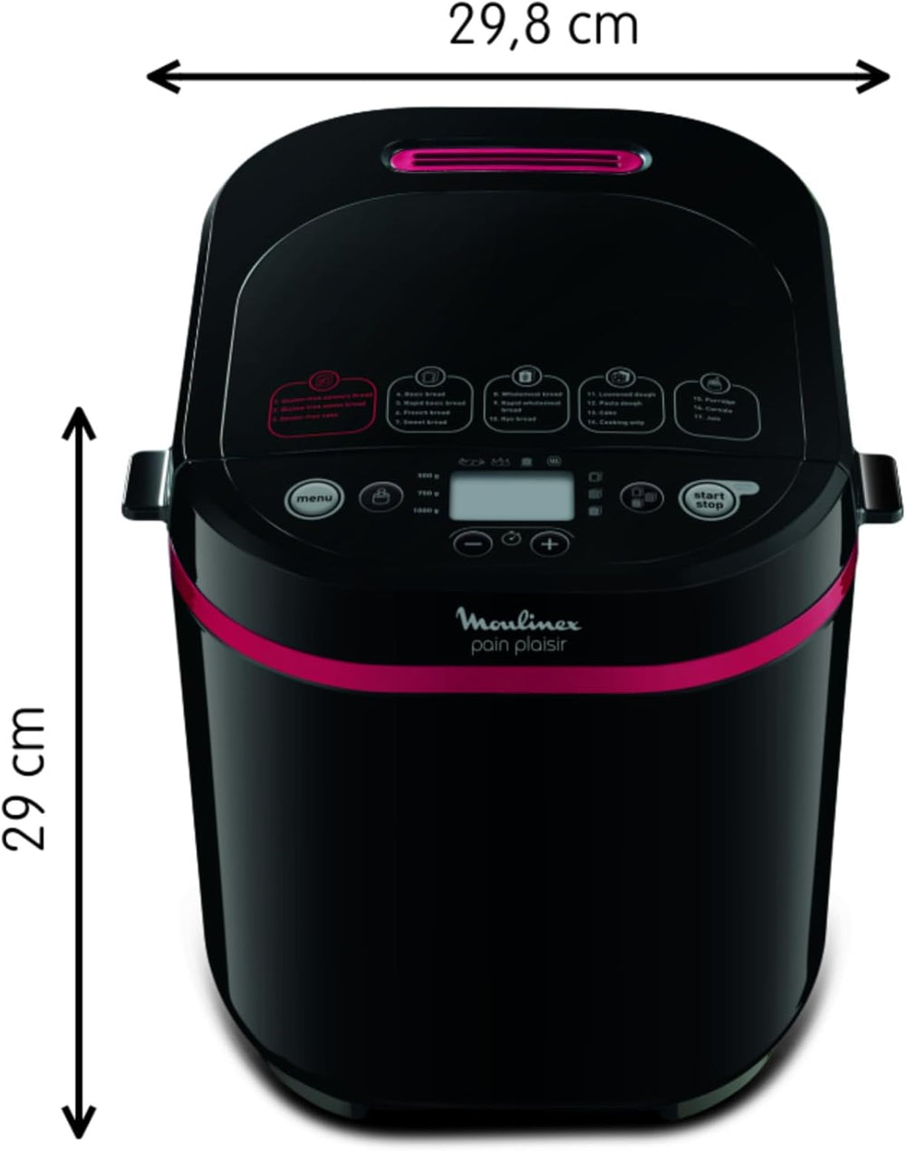 Moulinex OW220830 Bread Maker with 17 Programmes Plastic Black/Purple 31 x 29 x 29 cm