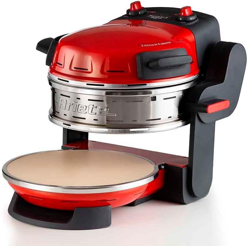 Ariete Pizza Oven 918, Pizza 4 Minutes, 5 Cooking Levels, Refractory Plate for Heating, Wooden Blades Included, Maximum Temperature 400°C, 1200W, White