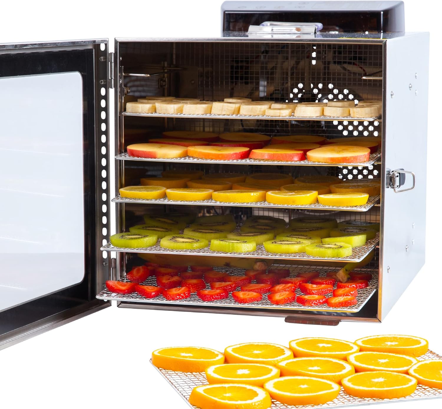 Vita5 Nobel Pro6 Deshydrateur Alimentaire avec 6 Plateaux en Inox - Déshydrateur avec Minuterie 24h et Température 35-75 °C - Deshydrateur Viande, Fruits, Champignons - 650W Déshydrateur Alimentaire