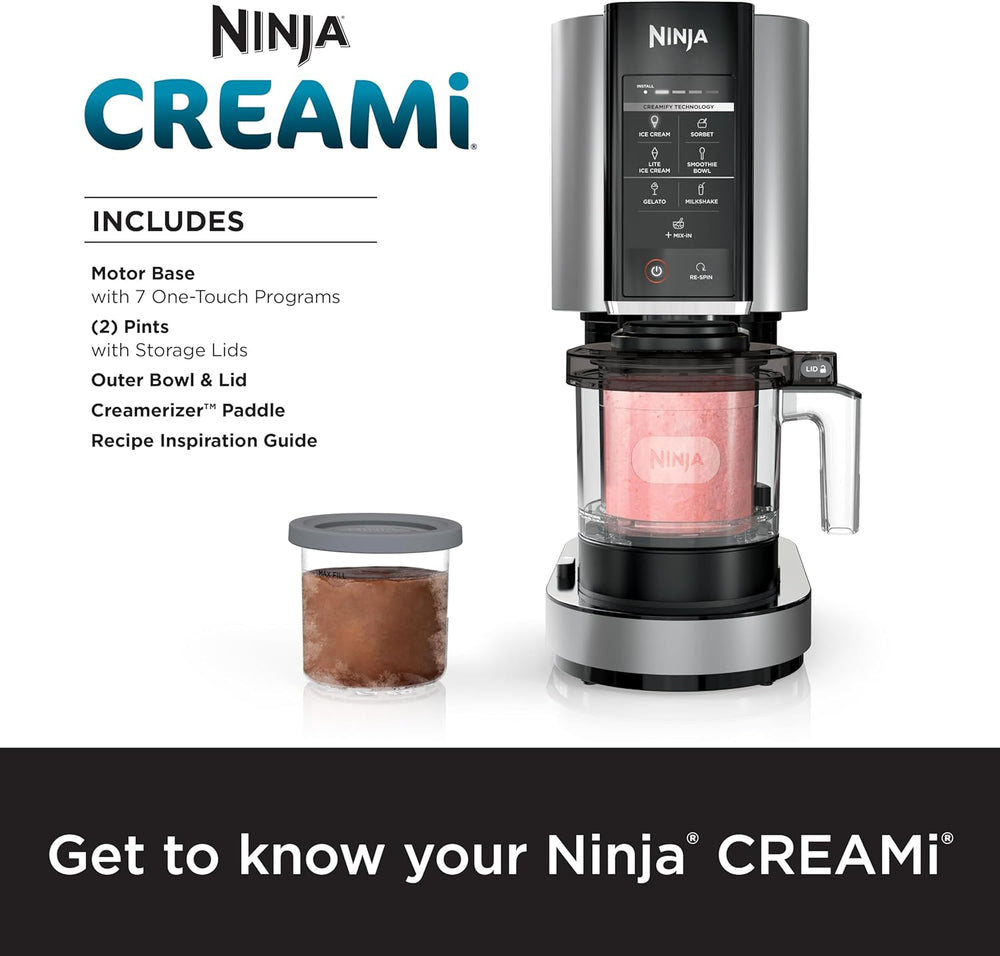 Ninja CREAMi Deluxe Ice Cream & Frozen Treat Maker for Ice Cream, Sorbet, Milkshakes, Frozen Yogurt, & More, 11-in-1, XL Capacity, Silver, Includes (2) Family-Sized 24 oz. Tubs, NC501