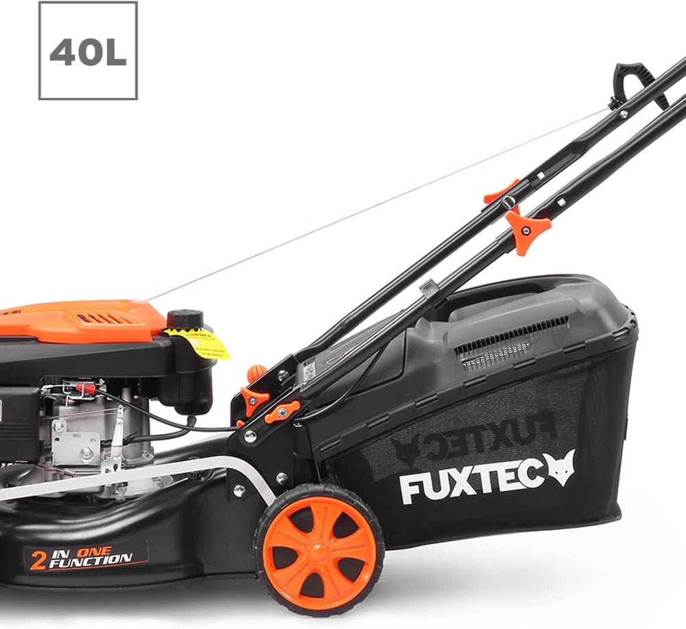 FUXTEC Tondeuse thermique pousse FX-RM4646ECO - Tres bon rapport qualit-prix - Easy Clean 3en1 largeur de coupe 46cm - bac de ramassage 50L