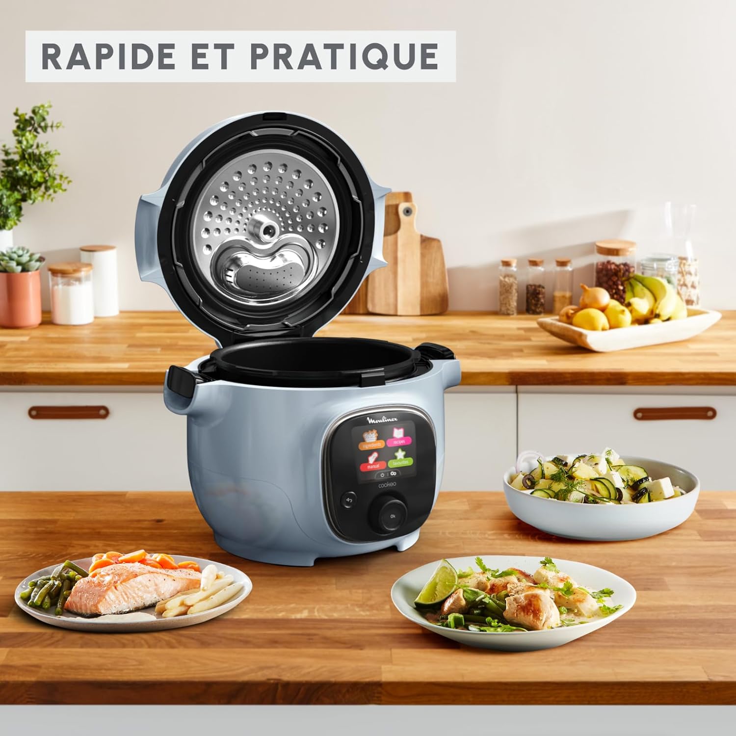 Moulinex Cookeo Mini Smart High Pressure Multicooker, 3L, 2 People, 150 Built-in Recipes, Unattended Cooking, Step-by-Step Guide, Compact, Moulinex App CE880410