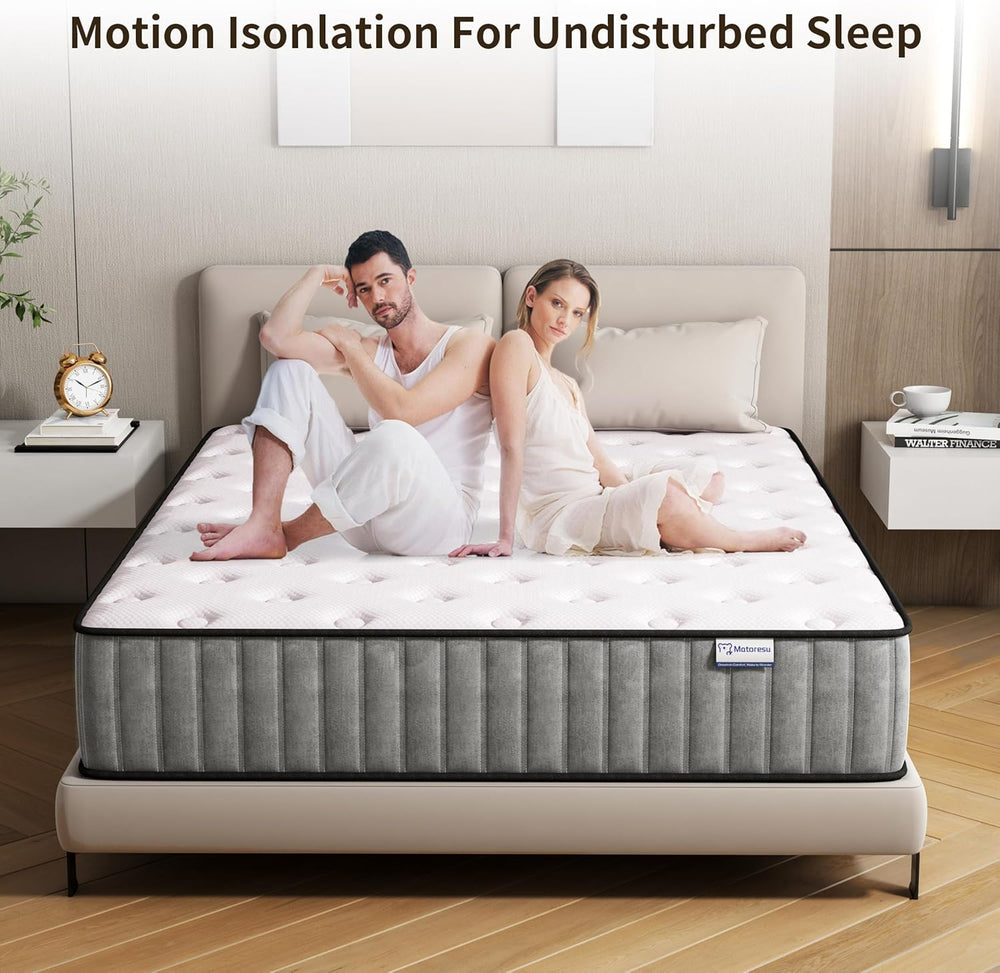 Matoresu Matelas 140x200 Hauteur 25cm, Matelas Hybride à Ressorts Ensachés Indépendant en Mousse à Mémoire de Forme, Tissu Doux pour La Peau&Soutien Confortable, Matelas 2 Personnes Moyenne Ferme