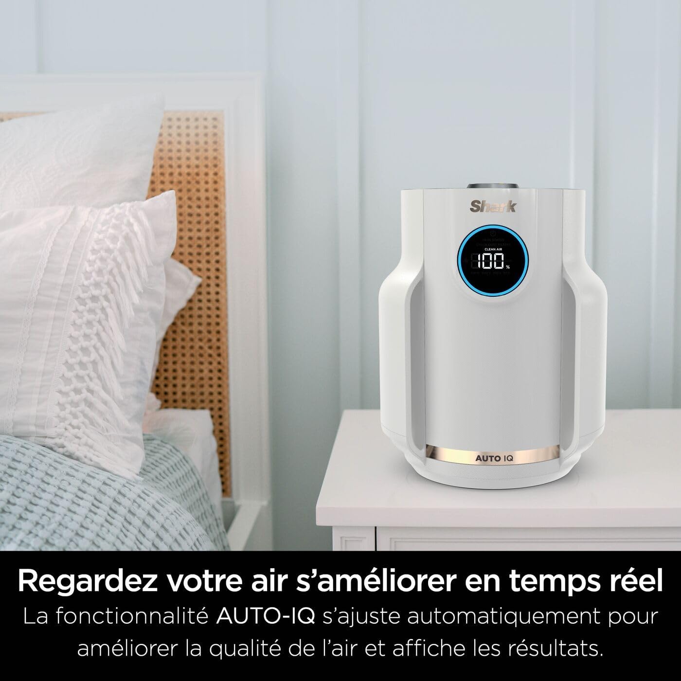 Shark NeverChange jusqu'à 5 ans Purificateur d'air MAX intérieur, Couvre 130m², Filtre HEPA 5 ans, Capture 99,97% allergènes, Mode automatique, Silencieux, LED, Blanc HP300EU