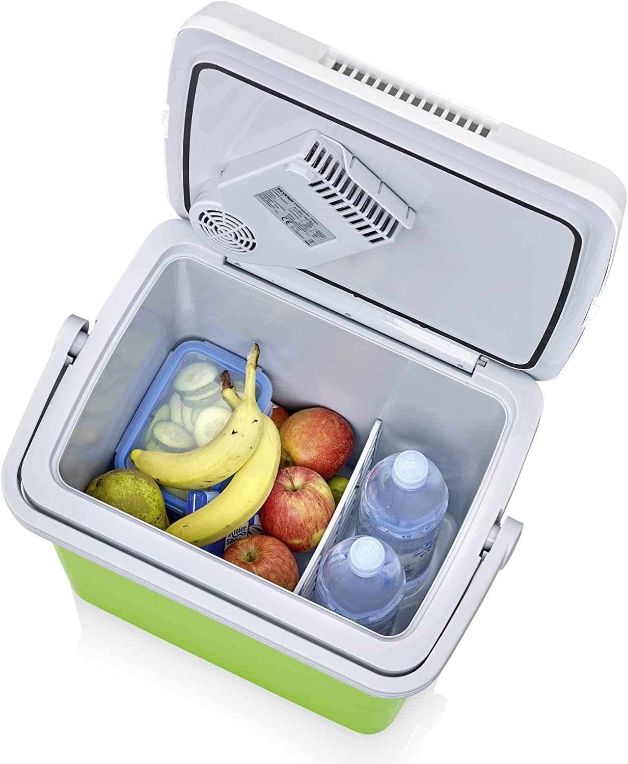 SEVERIN KB 2922 Electric Cooler (19 L) with Cooling and Keep Warm Function, Car Cooler with 2 Connections (Power Supply and Cigarette Lighter), Cool Box Green/Grey