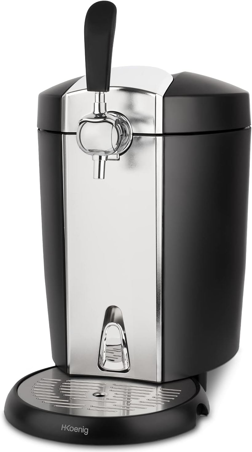 H.Koenig Tireuse à Bière compatible tous Fûts Universels Pressurisés de 5L Inox BW1778, Machine, Pompe, Pression domestique, Professionnelle, Universelle, Refroidissement intégré 4°C