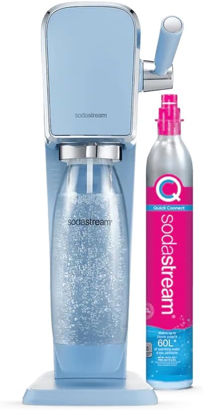 SodaStream ART Sparkling Water and Soda Machine | Pack of 1 Bottle 1 L + 1 Bottle 0.5 L Dishwasher Safe + 1 60L Gas Refill Clip On | Black [Amazon Exclusive]