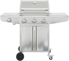Furniture Select-Barbecue à gaz avec 4 brûleurs en acier inoxydable Argenté