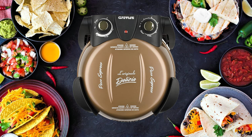G3 Ferrari G10006 Pizza Express Delizia, 1200 W Pizza Oven, Adjustable Thermostat up to 400°C, Cooks Tasty Pizza in 5 Minutes, Double Resistance, Recipe Book and Spatulas Included - Black
