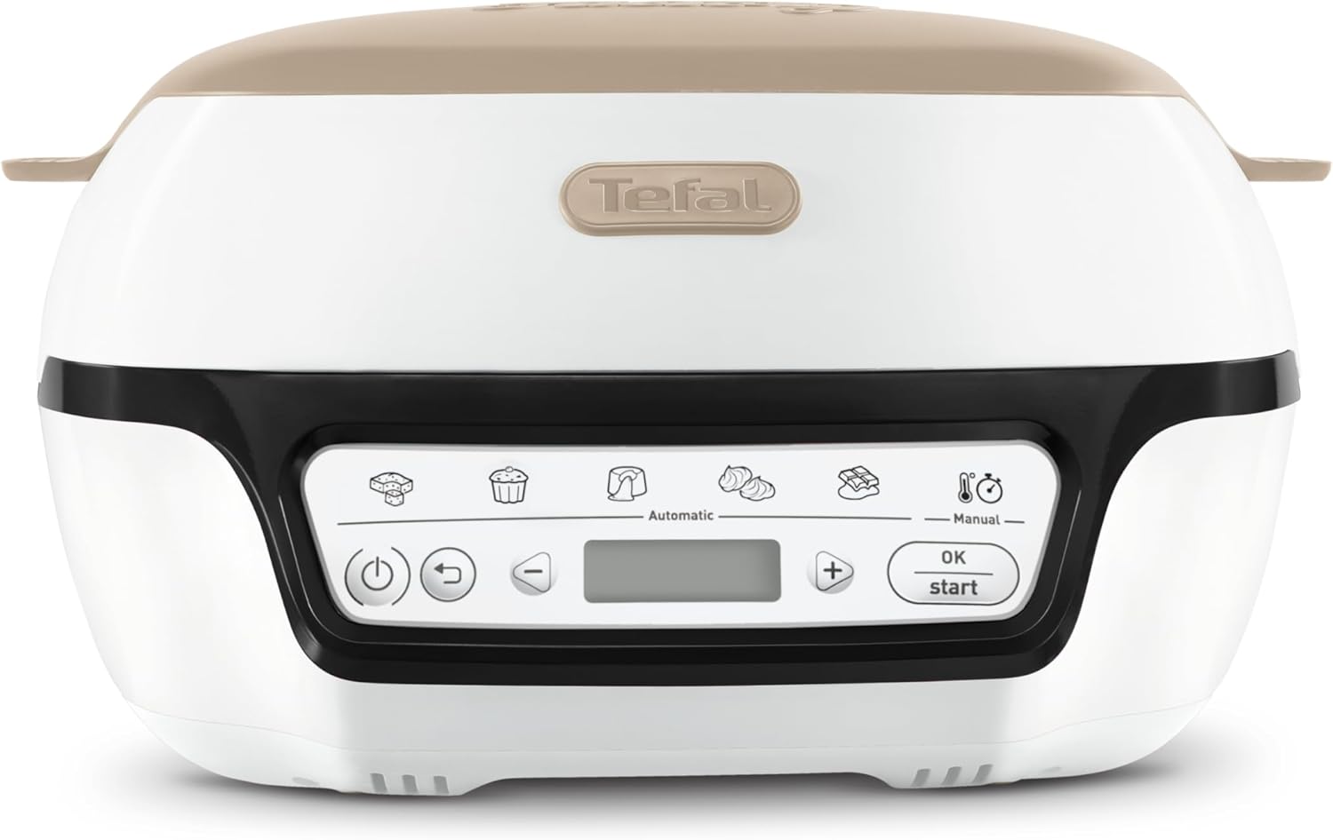 Tefal Smart Cake Machine, 5 Automatic Programs, Ideal Temperature and Time Adjustment, Non-Stick Aluminum Pan, 6 Creabake Muffin Tins, Cake Factory KD804910