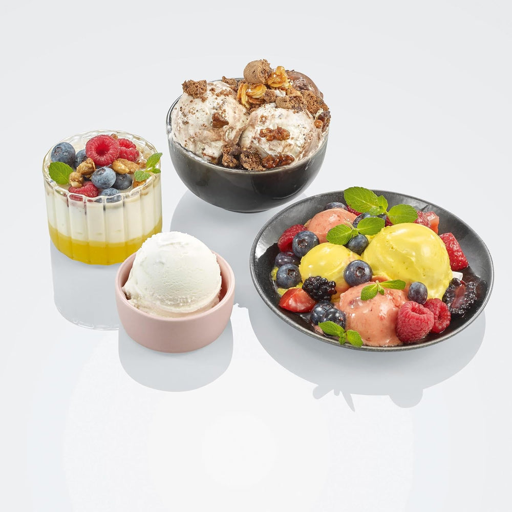 SEVERIN Sorbetière 2-en-1 Compacte 135 W, Sorbetière électrique et yaourtière d'une capacité 1,2 L, Machine à glace avec livre de recettes, noir, EZ 7407