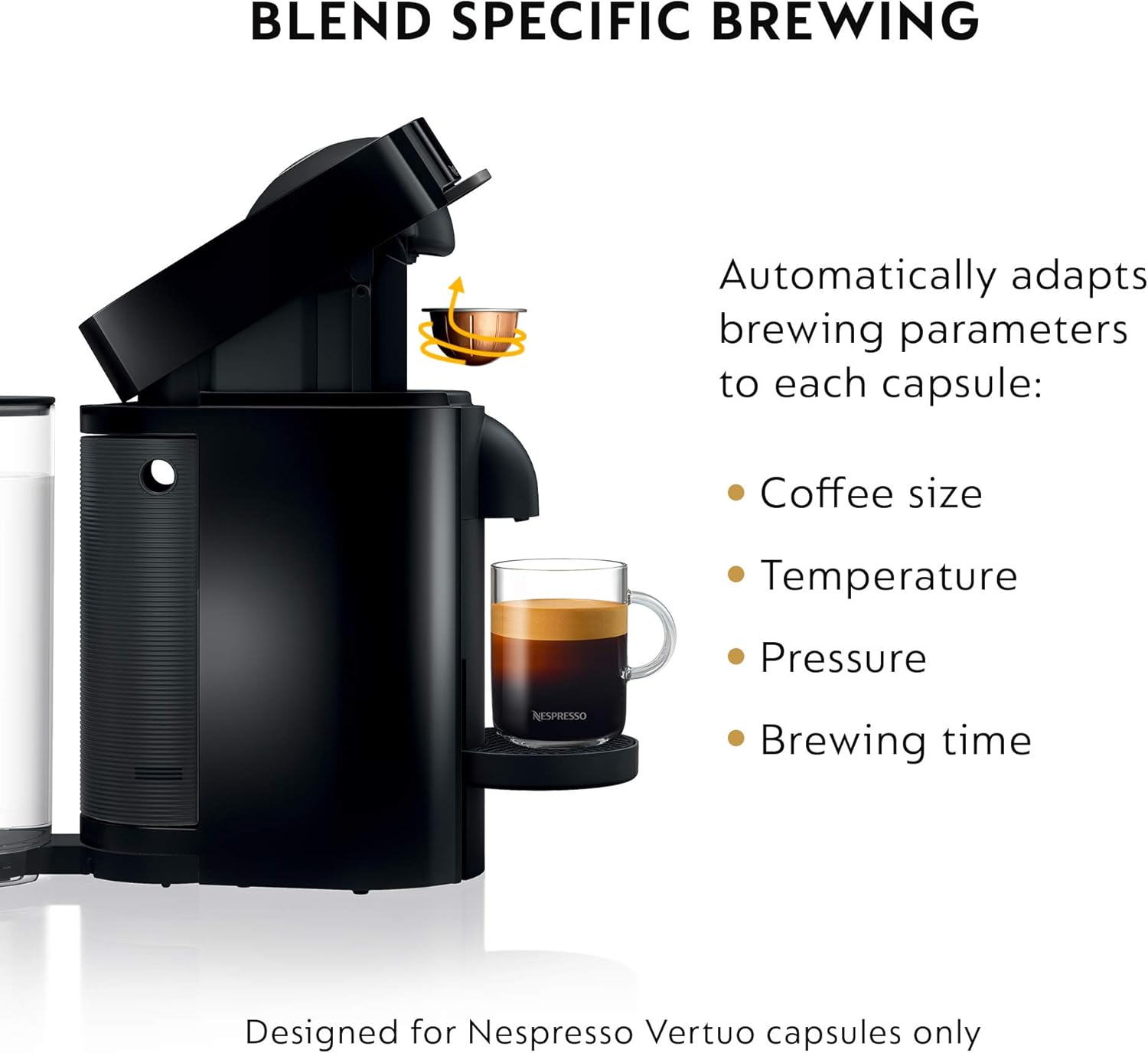 Nespresso Vertuo Plus Coffee and Espresso Maker By De'Longhi, Ink Black