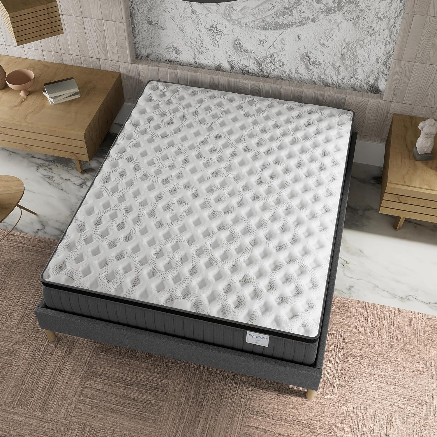 November Elekctra Mattress 120 x 190 cm Hybrid: Pocket Springs+Memory Foam Thickness 30 cm Perfect Tonic Support & Sleeping Independence Sanitized Label (Anti-Bacterial/Dust Mite)