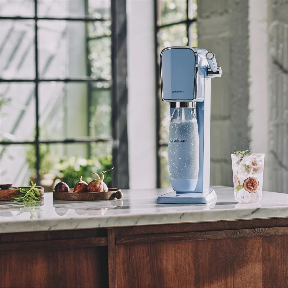 SodaStream ART Sparkling Water and Soda Machine | Pack of 1 Bottle 1 L + 1 Bottle 0.5 L Dishwasher Safe + 1 60L Gas Refill Clip On | Black [Amazon Exclusive]